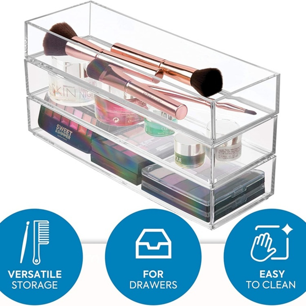 Storage tray, Stackable, Oblong, CLARITY ORGANISER MEDIUM, 10,2 x 30,5 x H 5 cm, Clear in the group Storage / Storage boxes / Mini organizers at SmartaSaker.se (40696)