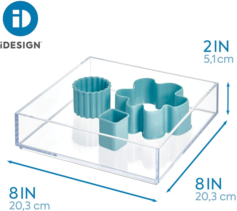 Storage tray, Stackable, CLARITY ORGANISER SQUARE, 20,3 x 20,3 x H 5 cm, Clear in the group Storage / Storage boxes / Mini organizers at SmartaSaker.se (40700)