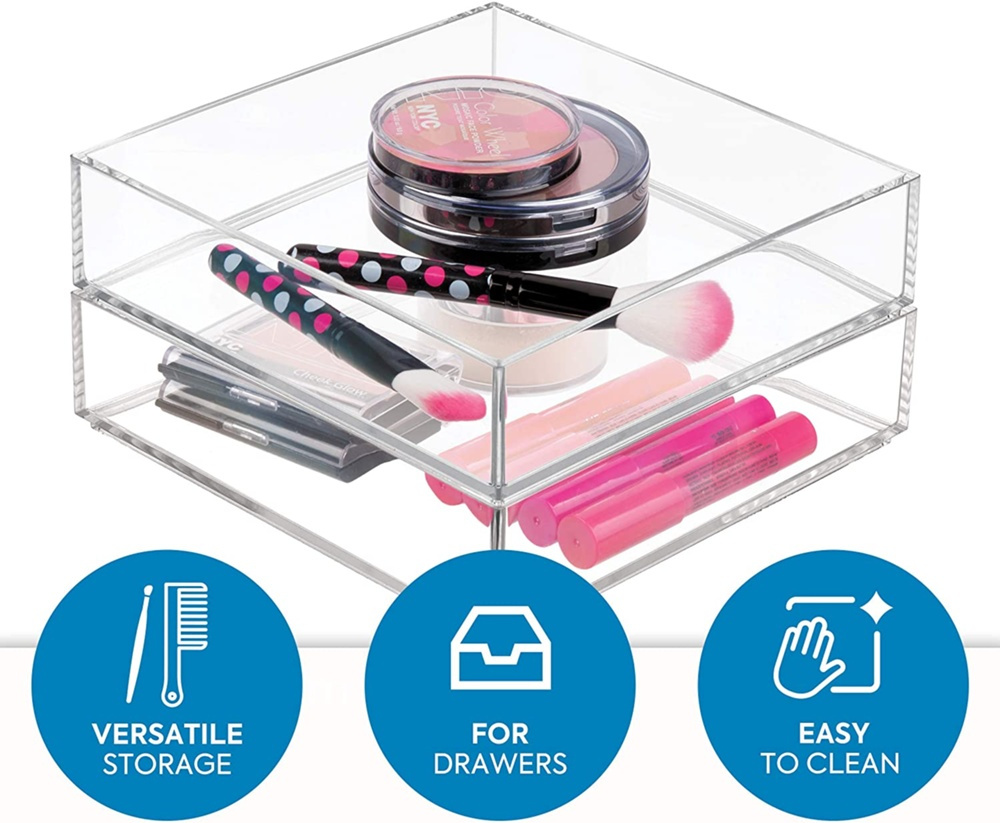 Storage tray, Stackable, CLARITY ORGANISER SQUARE, 20,3 x 20,3 x H 5 cm, Clear in the group Storage / Storage boxes / Mini organizers at SmartaSaker.se (40700)