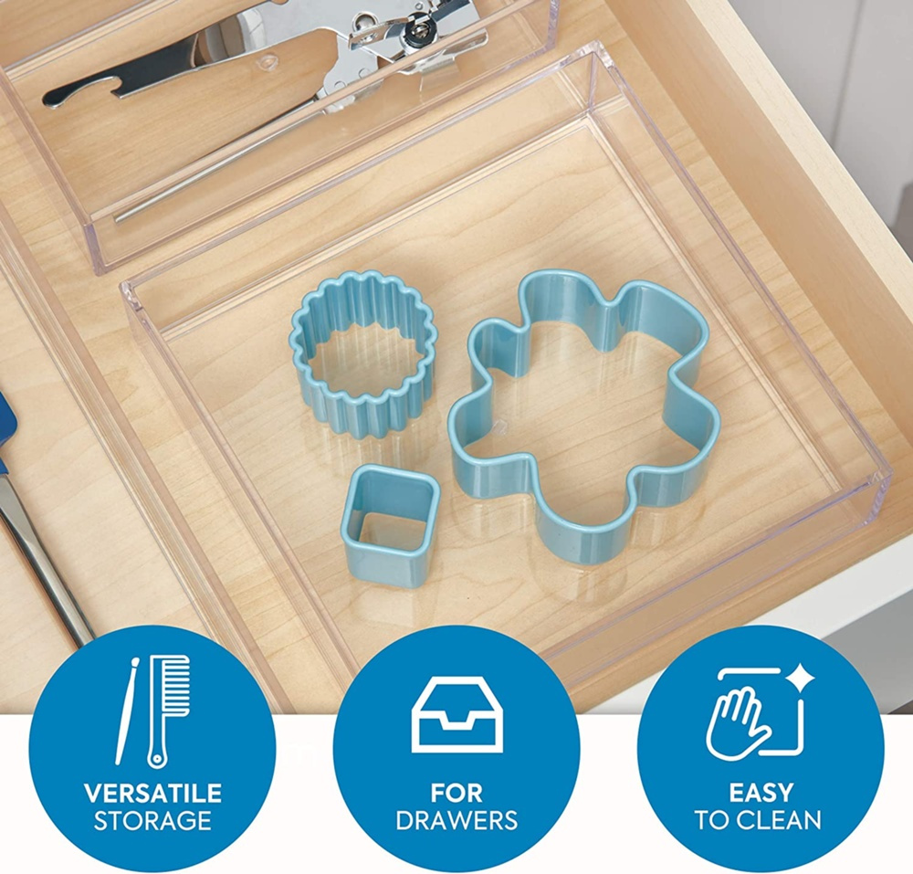 Storage tray, Stackable, CLARITY ORGANISER SQUARE, 20,3 x 20,3 x H 5 cm, Clear in the group Storage / Storage boxes / Mini organizers at SmartaSaker.se (40700)