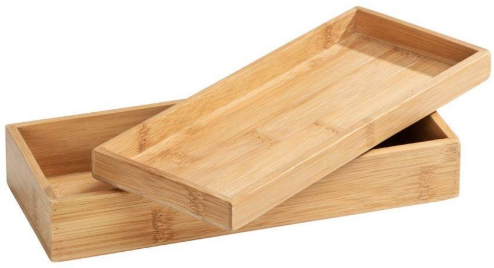 Storage Trays / Box in Bamboo, Stackable, Set of 2, Medium, TERRA, 24 x 10 cm, Nature in the group Storage / Storage boxes / Mini organizers / Boxes at SmartaSaker.se (40711)