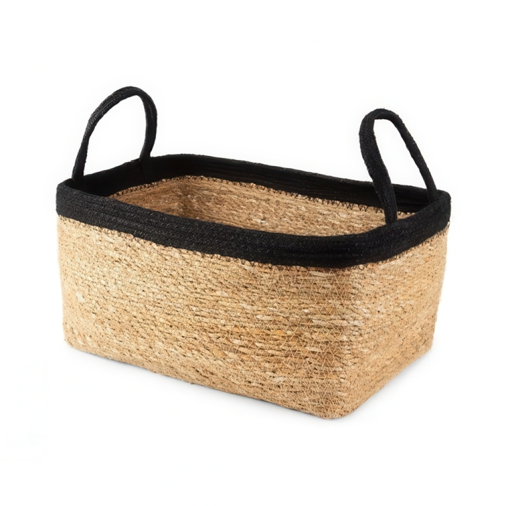 Storage basket, See grass and Jute, LARGE PANIER DE RANGEMENT, 34 x 23 x H 18 cm, Nature / Black in the group Storage / Wardrobe storage at SmartaSaker.se (40734)