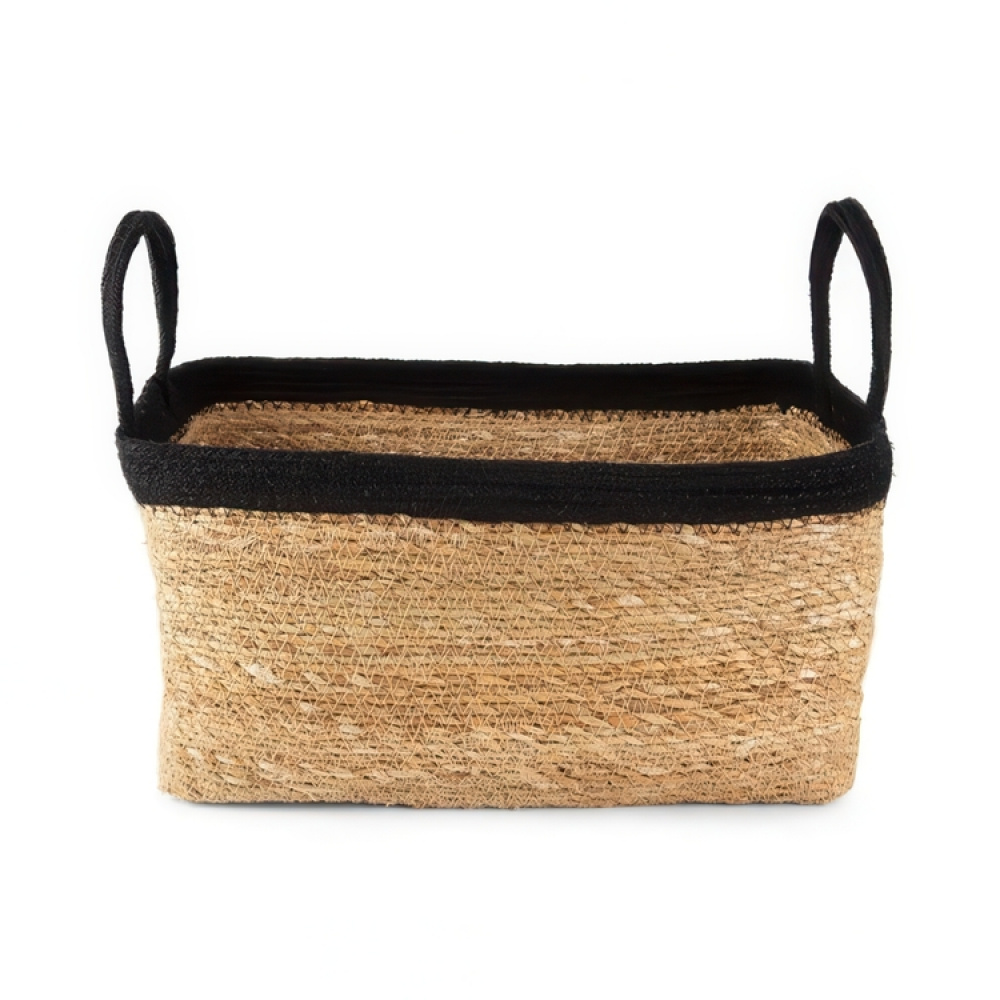 Storage basket, See grass and Jute, LARGE PANIER DE RANGEMENT, 34 x 23 x H 18 cm, Nature / Black in the group Storage / Wardrobe storage at SmartaSaker.se (40734)
