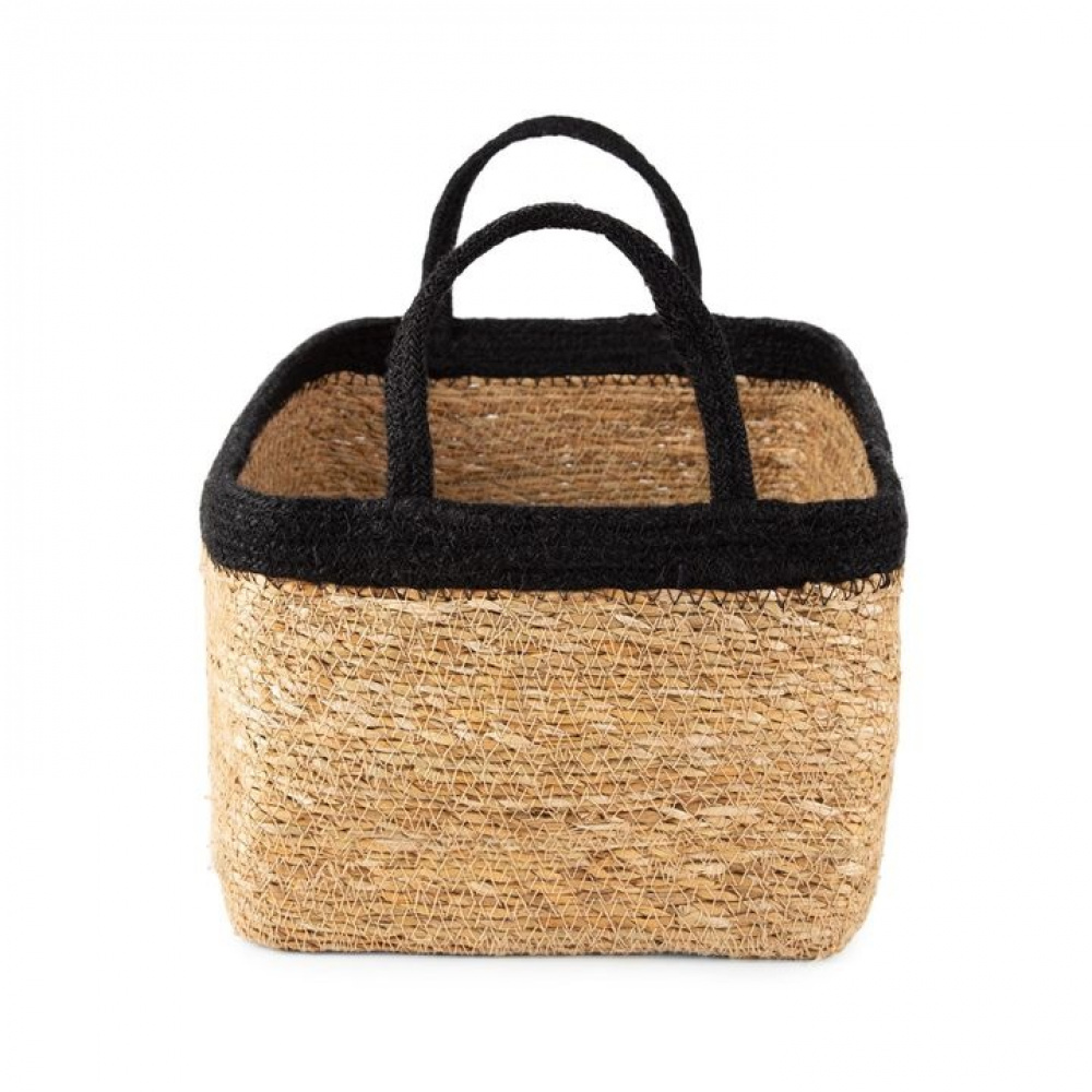 Storage basket, See grass and Jute, LARGE PANIER DE RANGEMENT, 34 x 23 x H 18 cm, Nature / Black in the group Storage / Wardrobe storage at SmartaSaker.se (40734)