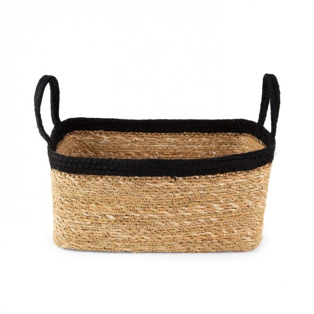 Storage basket, See grass and Jute, MEDIUM PANIER DE RANGEMENT, 29 x 20 x H 15 cm, Nature / Black in the group Storage / Wardrobe storage at SmartaSaker.se (40735)