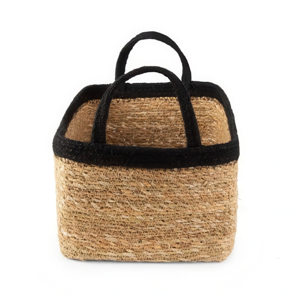 Storage basket, See grass and Jute, MEDIUM PANIER DE RANGEMENT, 29 x 20 x H 15 cm, Nature / Black in the group Storage at SmartaSaker.se (40735)