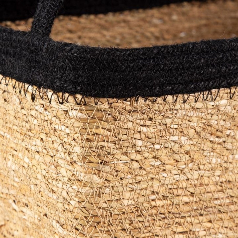 Storage basket, See grass and Jute, MEDIUM PANIER DE RANGEMENT, 29 x 20 x H 15 cm, Nature / Black in the group Storage / Wardrobe storage at SmartaSaker.se (40735)