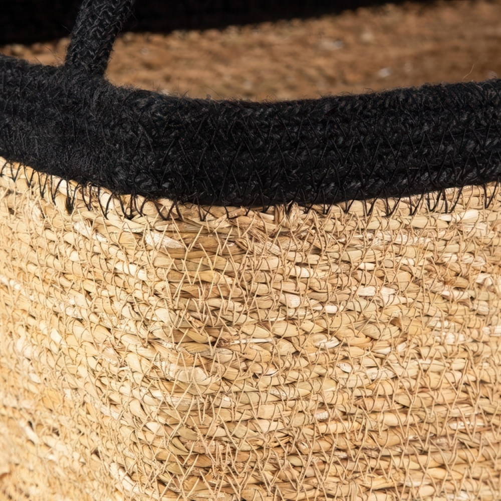 Storage basket, See grass and Jute, MEDIUM PANIER DE RANGEMENT, 29 x 20 x H 15 cm, Nature / Black in the group Storage at SmartaSaker.se (40735)