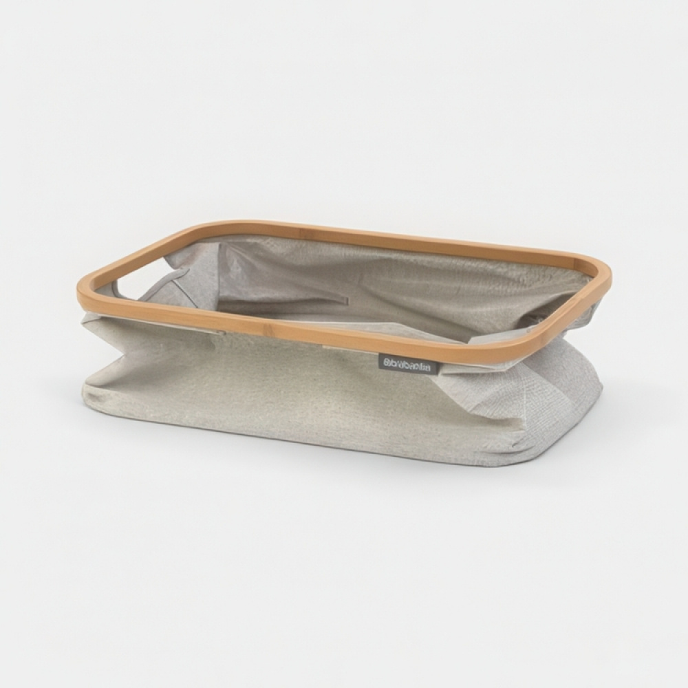 Storage Basket with Bamboo Rim, Foldable, BRABANTIA, 36 x 54 x H 26,5 cm, Grey / Nature in the group Storage / Wardrobe storage / Sorting boxes at SmartaSaker.se (40753)
