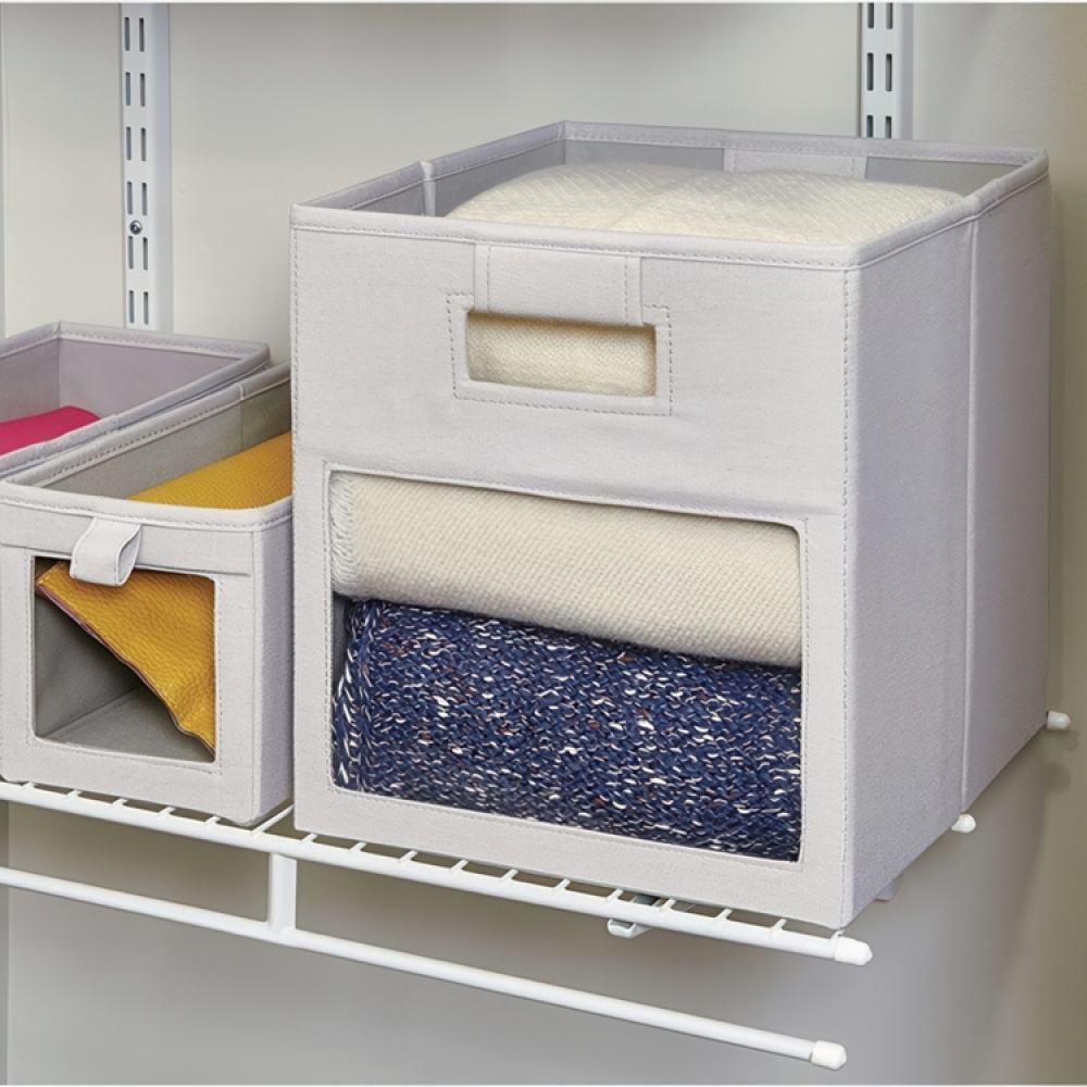 Storage bin with window, EVIE CUBE, 27,5 x 27,5 x H 28 cm, Light Grey in the group Storage / Children’s room storage at SmartaSaker.se (40756)