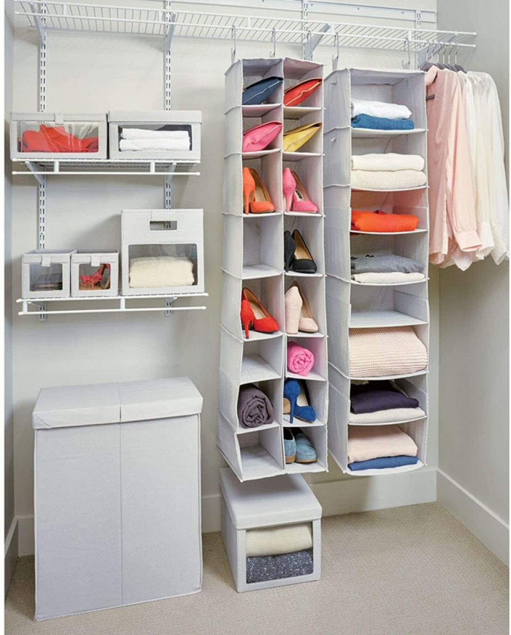 Storage bin with window, EVIE CUBE, 27,5 x 27,5 x H 28 cm, Light Grey in the group Storage / Children’s room storage at SmartaSaker.se (40756)