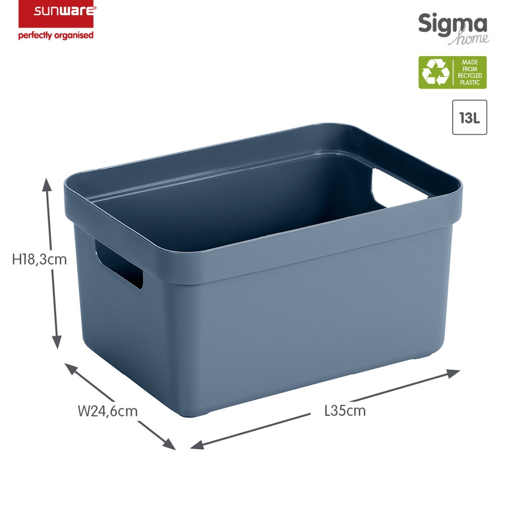 Storage Basket, 13 Liter, SIGMA BASKET MEDIUM, 35 x 24,6 x H 18,3 cm, Blue in the group Storage / Storage room and garage / Baskets and buckets at SmartaSaker.se (40758)