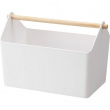 Basket with wooden handle, FAVORI, 37 x 21 x H 24 cm, Yamazaki, White Basket with wooden handle, FAVORI, 37 x 21 x H 24 cm, Yamazaki, White