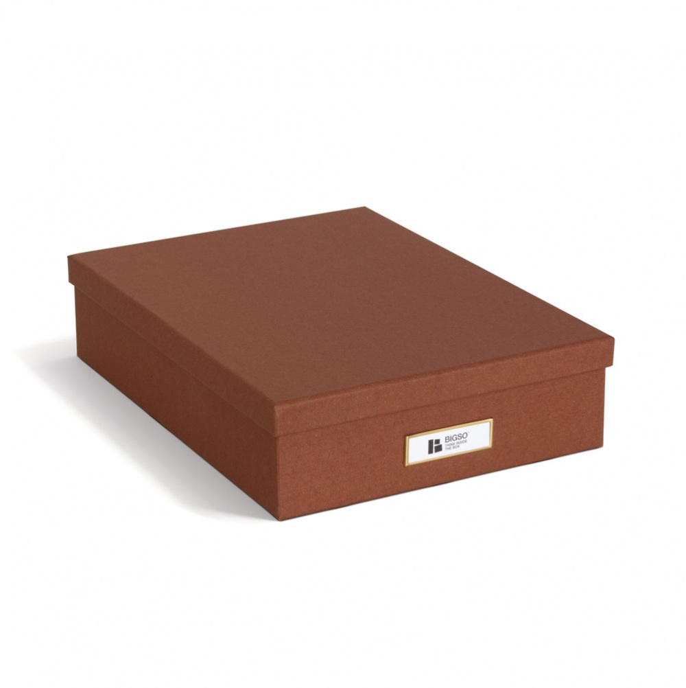 Storage box A4 +, BIGSO OSKAR RESTORE, 35 x 26 x H 8,5 cm, Sienna in the group Storage / Storage boxes / BigSo storage boxes at SmartaSaker.se (40786)