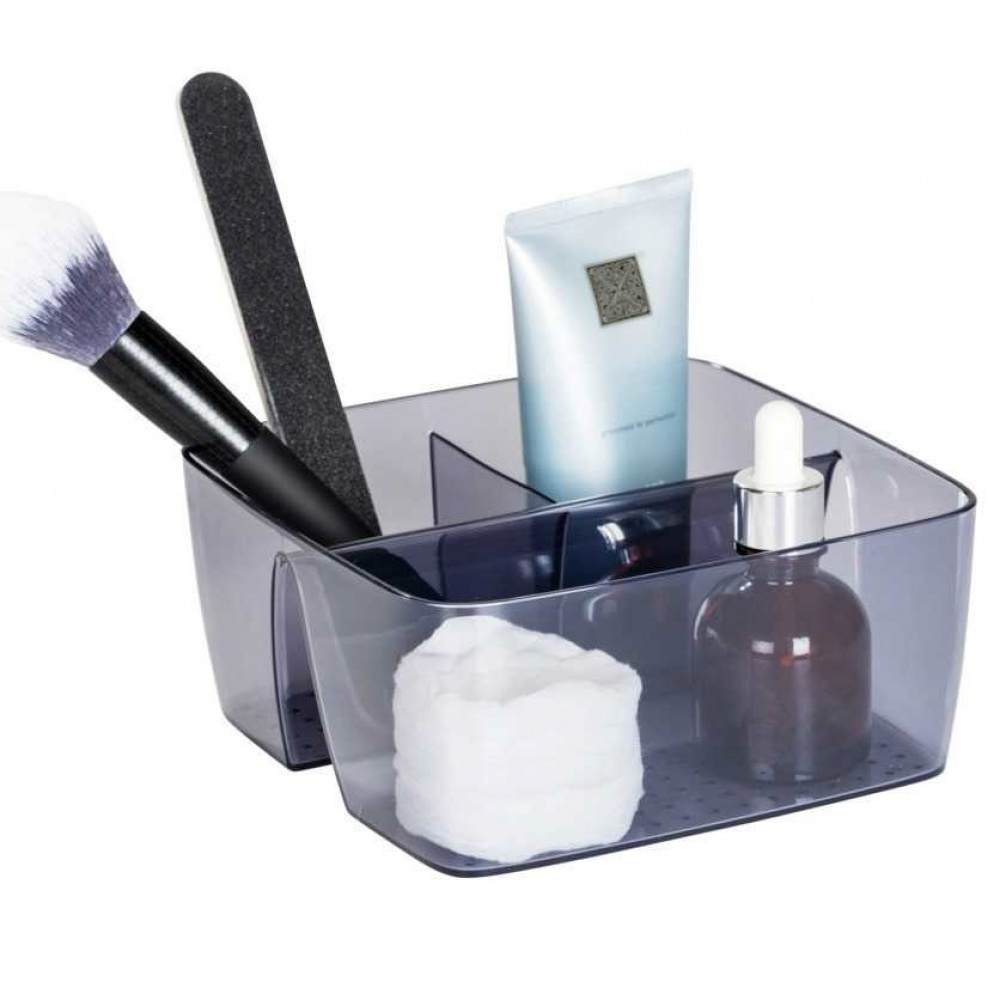 Storage Box in recycled plastic, with dividers, SAN DIEGO, 15,5 x 15,4, x H 7 cm, Transparent grey in the group Storage / Storage boxes at SmartaSaker.se (40790)