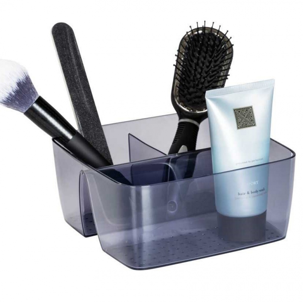 Storage Box in recycled plastic, with dividers, SAN DIEGO, 15,5 x 15,4, x H 7 cm, Transparent grey in the group Storage / Storage boxes at SmartaSaker.se (40790)