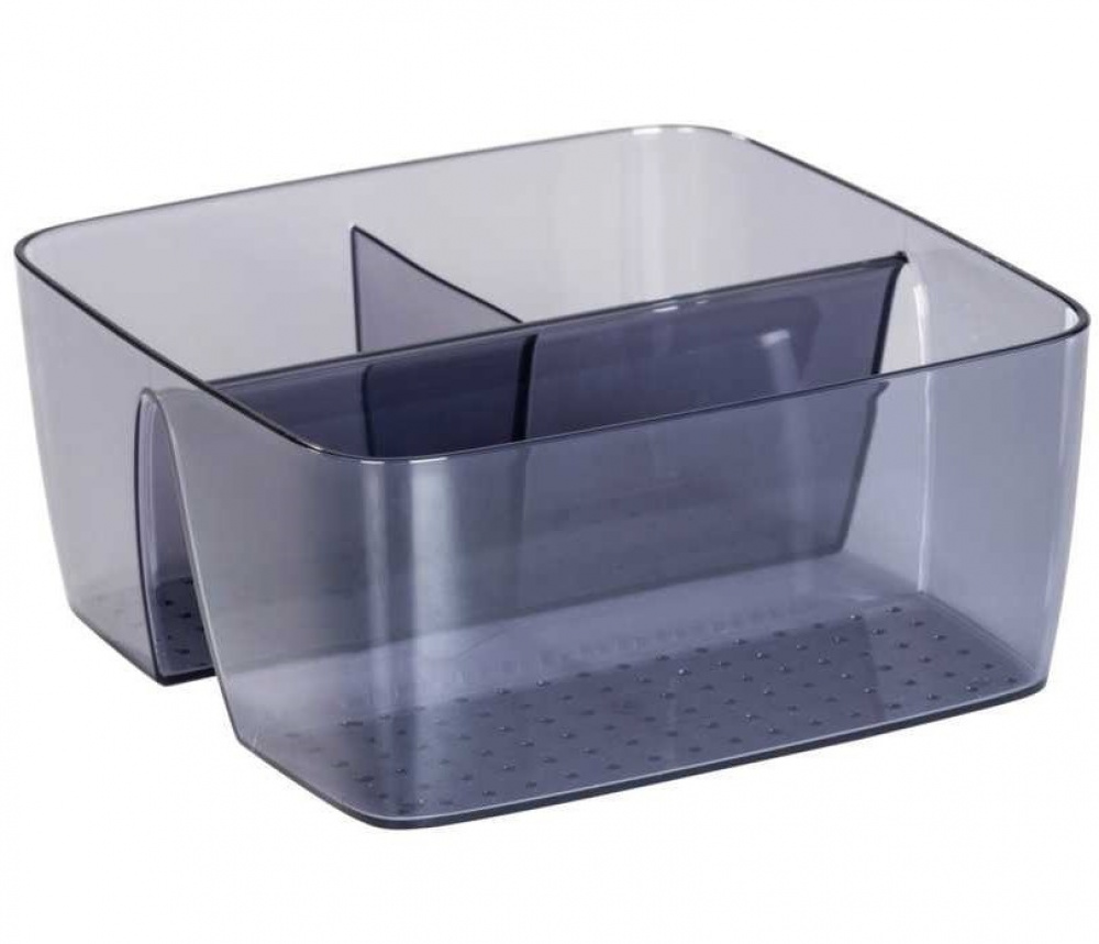 Storage Box in recycled plastic, with dividers, SAN DIEGO, 15,5 x 15,4, x H 7 cm, Transparent grey in the group Storage / Storage boxes at SmartaSaker.se (40790)