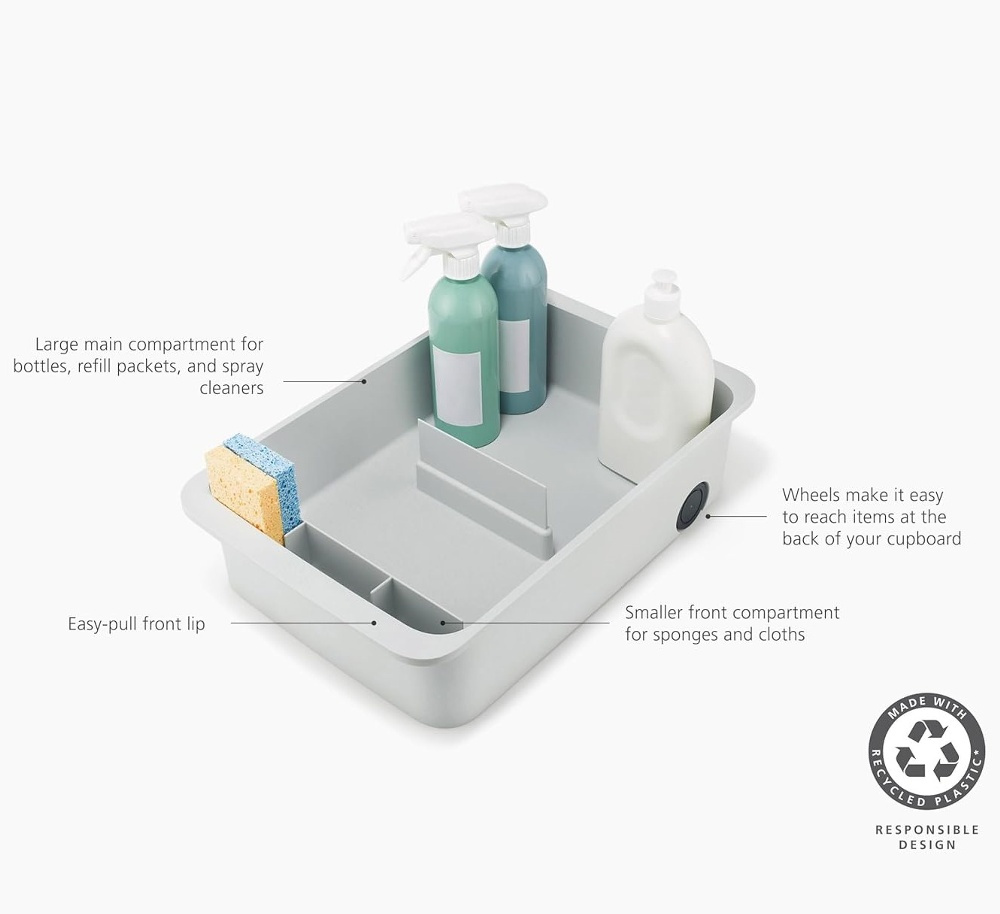 Storage Caddy with easy pull wheels, EASY ACCSESS, 46,5 x 30,5 x H 11 cm, Joseph Joseph, Grey in the group Storage / Kitchen storage / Kitchen cabinet organizers / Under sink storage at SmartaSaker.se (40794)