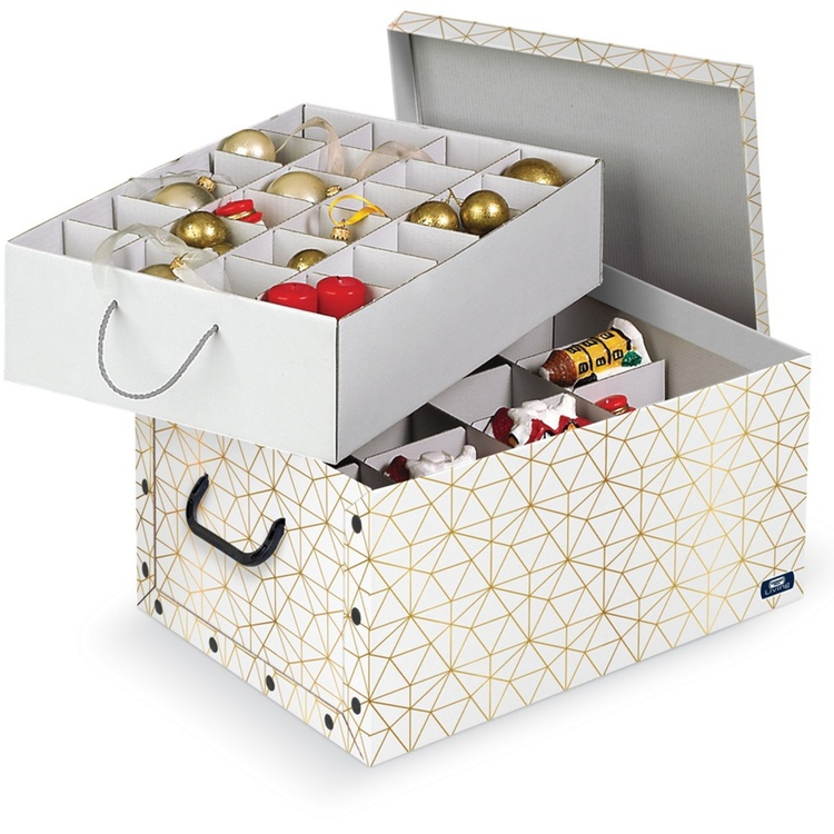 Storage box, XMAS, Box for sorting, 40 compartments, 50 x 39 x H24 cm, White / Gold in the group Storage / Storage room and garage at SmartaSaker.se (40796)