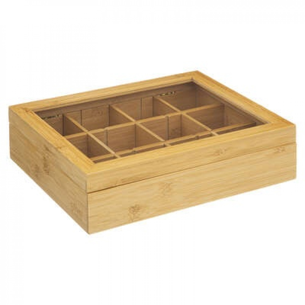 Bin with Compartments, LARGE BAMBOO TEA BOX, 28 x 23 x H 7 cm, Nature in the group Storage / Kitchen storage / Storage bins and jars at SmartaSaker.se (40798)