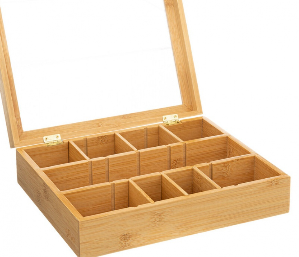 Bin with Compartments, LARGE BAMBOO TEA BOX, 28 x 23 x H 7 cm, Nature in the group Storage / Kitchen storage / Storage bins and jars at SmartaSaker.se (40798)