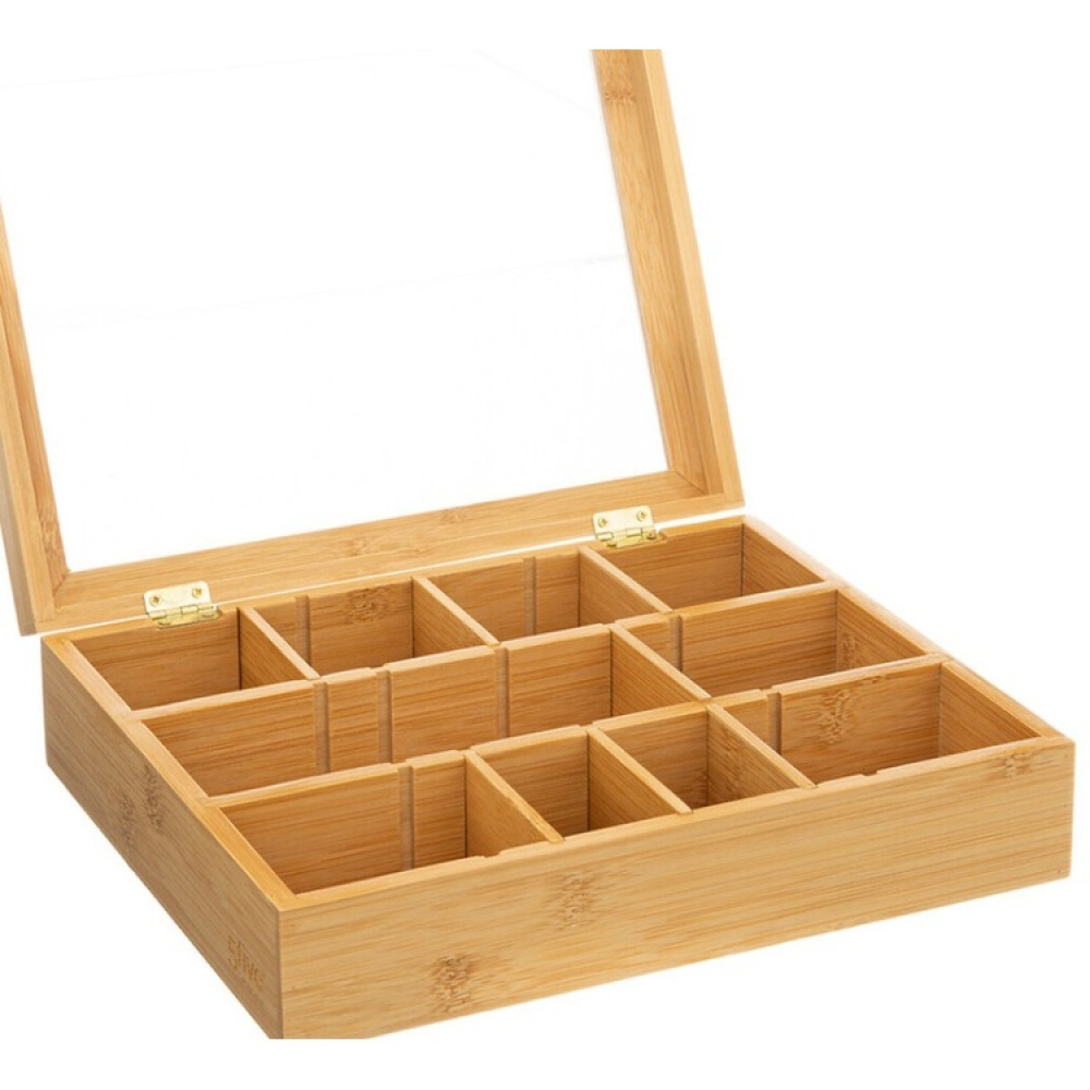 Bin with Compartments, LARGE BAMBOO TEA BOX, 28 x 23 x H 7 cm, Nature in the group Storage / Kitchen storage / Storage jars at SmartaSaker.se (40798)