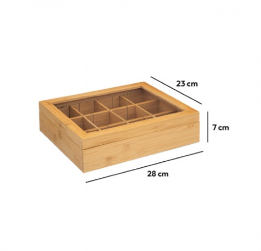Bin with Compartments, LARGE BAMBOO TEA BOX, 28 x 23 x H 7 cm, Nature in the group Storage / Kitchen storage / Storage bins and jars at SmartaSaker.se (40798)
