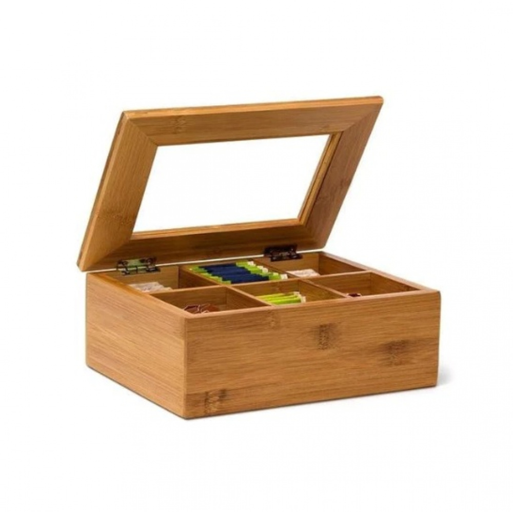 Bin with Compartments, SMALL BAMBOO TEA BOX, 22 x 16 x H 9 cm, Nature in the group Storage / Kitchen storage / Storage bins and jars at SmartaSaker.se (40799)