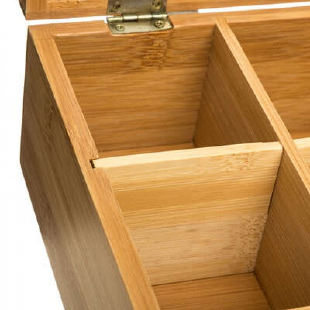 Bin with Compartments, SMALL BAMBOO TEA BOX, 22 x 16 x H 9 cm, Nature in the group Storage / Kitchen storage / Storage bins and jars at SmartaSaker.se (40799)
