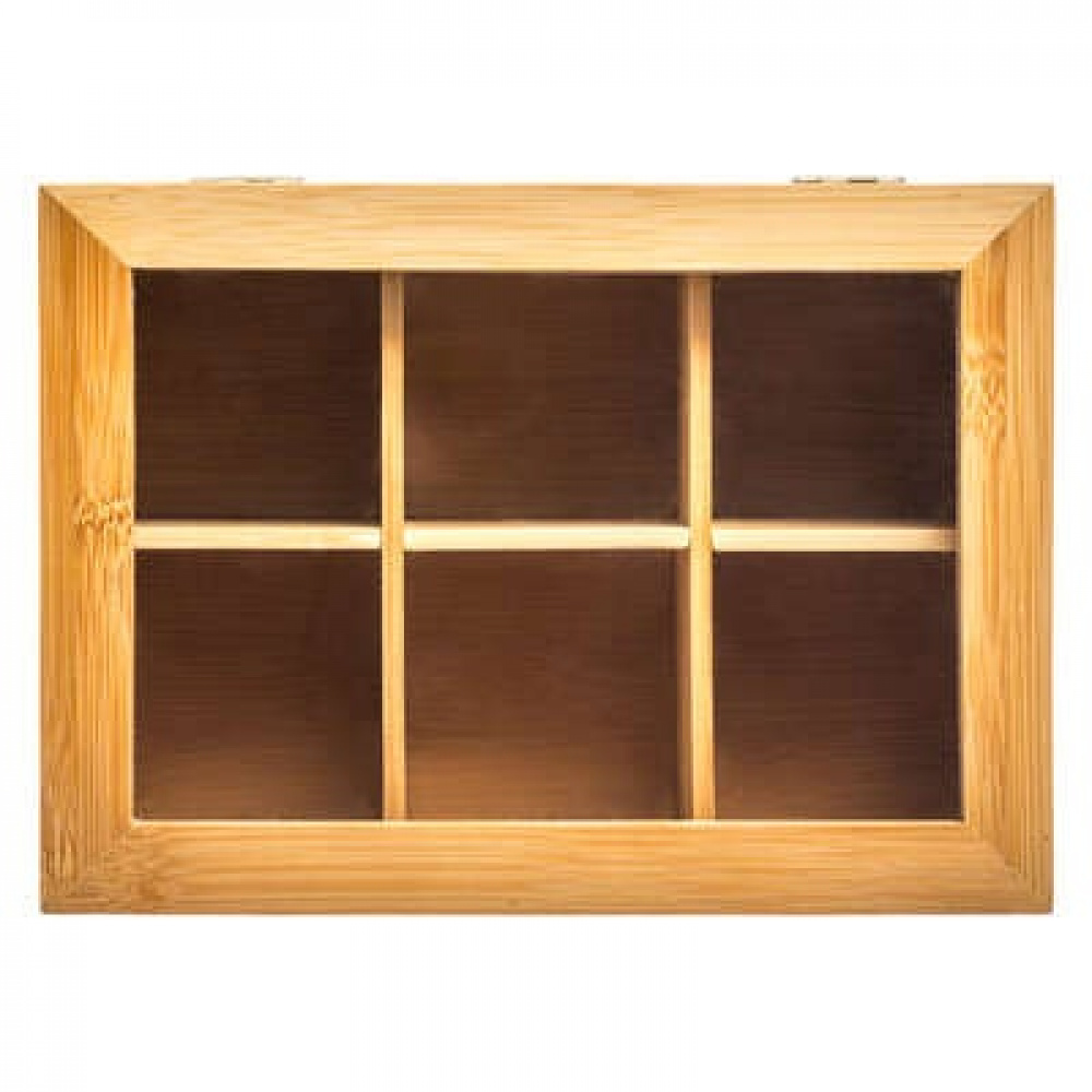 Bin with Compartments, SMALL BAMBOO TEA BOX, 22 x 16 x H 9 cm, Nature in the group Storage / Kitchen storage / Storage bins and jars at SmartaSaker.se (40799)