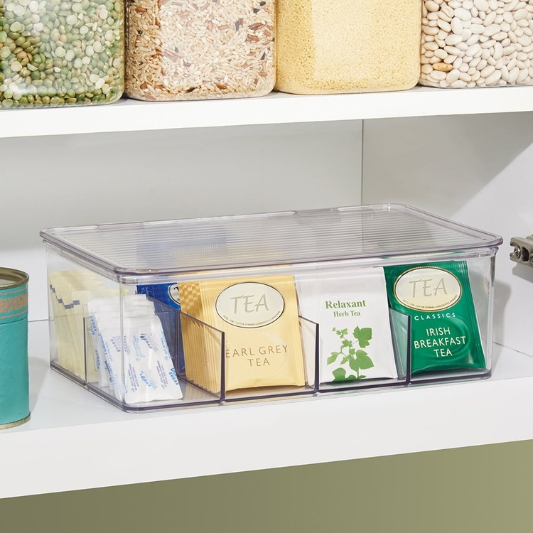 Box Tea Bags, 8 Compartments, ID CABINET BIN, 27,3 x 18,4 x H9,5cm, Transparent in the group Storage / Kitchen storage / Storage jars at SmartaSaker.se (40800)