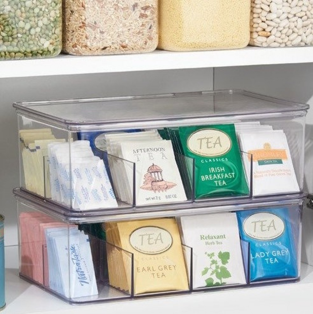 Box Tea Bags, 8 Compartments, ID CABINET BIN, 27,3 x 18,4 x H9,5cm, Transparent in the group Storage / Kitchen storage / Storage bins and jars at SmartaSaker.se (40800)