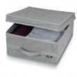 Storage Box with lid, STONE GREY, 45 x 35 x H 18 cm, Grey