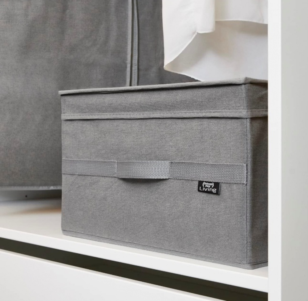Storage Box with lid, STONE GREY LARGE, 50 x 38 x H 24 cm, Grey in the group Storage / Storage boxes at SmartaSaker.se (40806)
