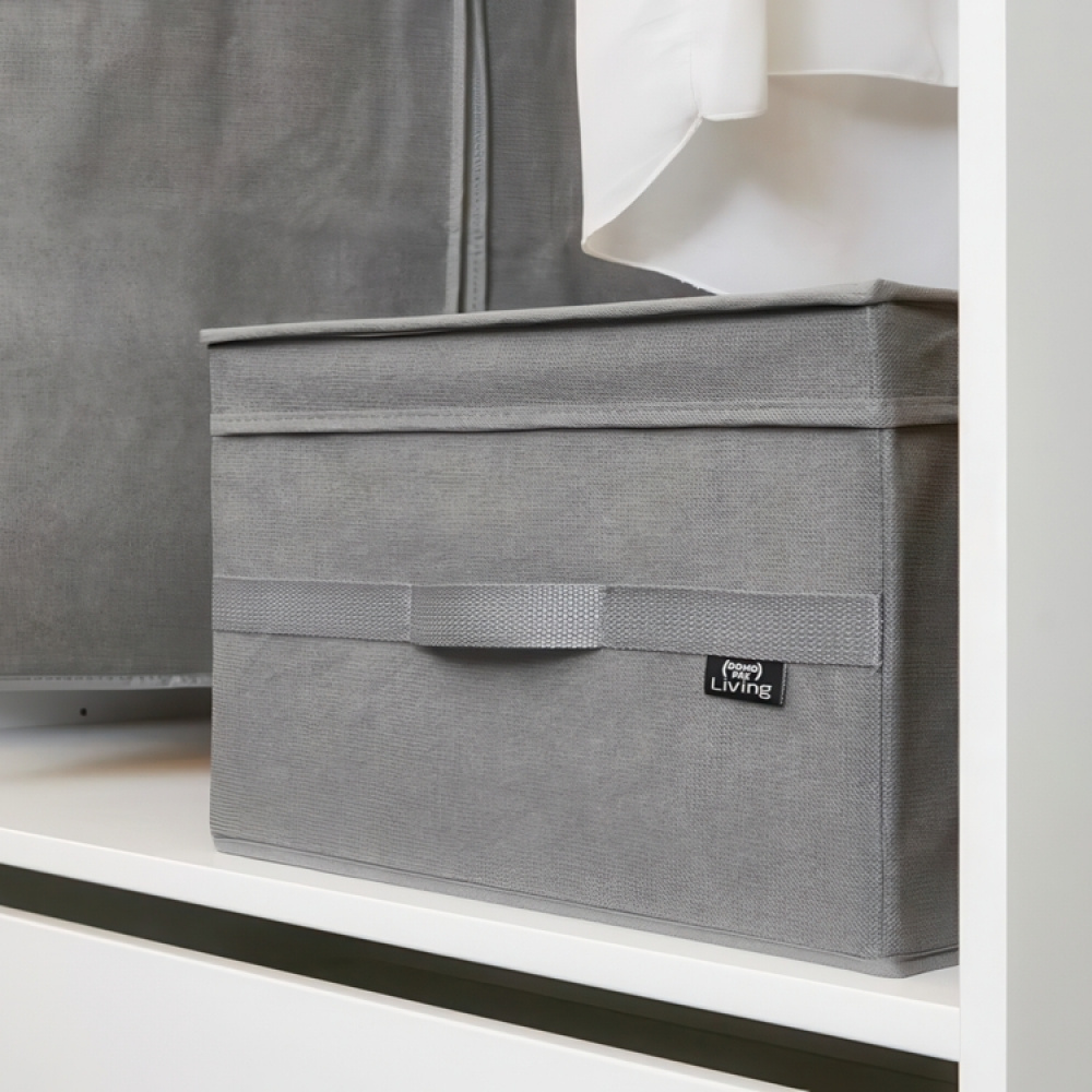 Storage Box with lid, STONE GREY LARGE, 50 x 38 x H 24 cm, Grey in the group Storage / Storage boxes at SmartaSaker.se (40806)