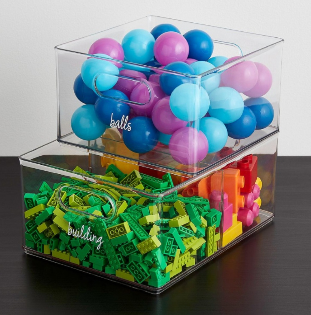 Storage Box with divider, THE HOME EDIT ALL PURPOSE BIN, 25x 25x H15 cm, Transparent in the group Storage / Kitchen storage / Fridge storage at SmartaSaker.se (40811)