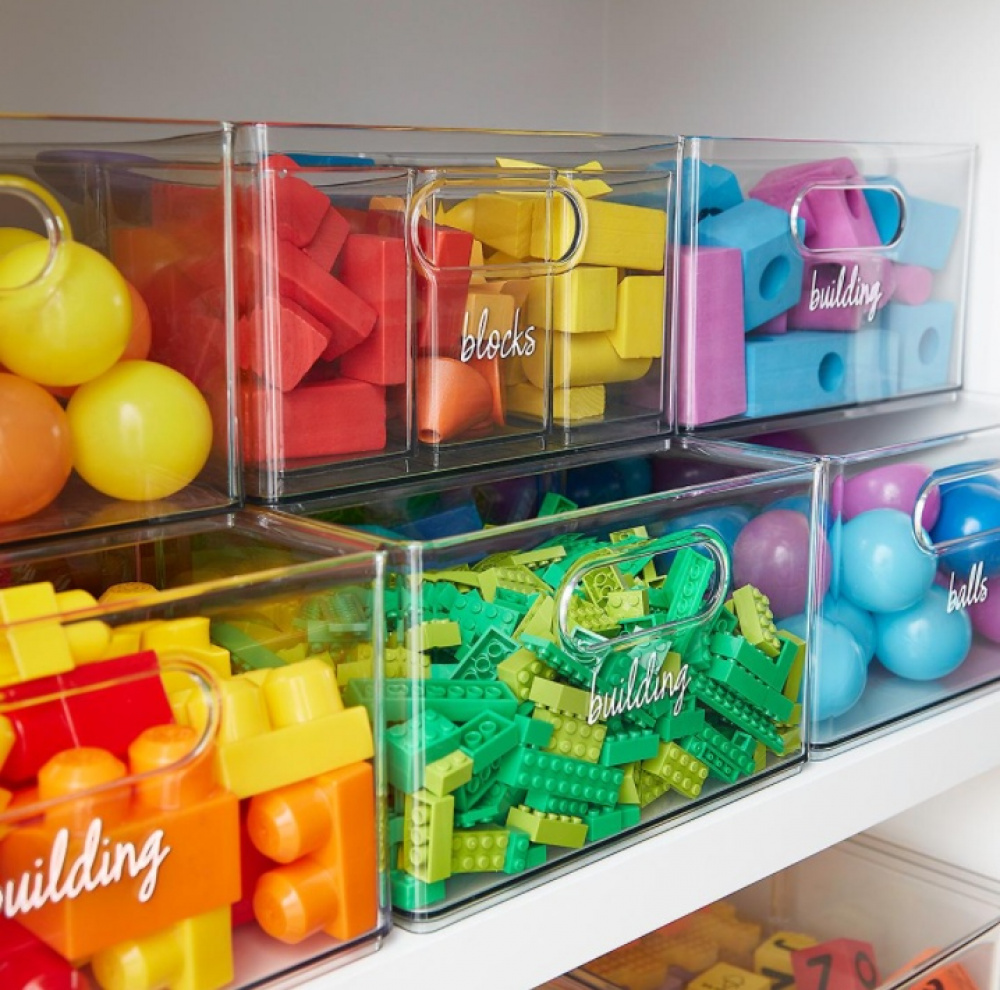 Storage Box with divider, THE HOME EDIT ALL PURPOSE BIN, 25x 25x H15 cm, Transparent in the group Storage / Kitchen storage / Fridge storage at SmartaSaker.se (40811)