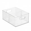 Storage Box with divider, THE HOME EDIT ALL PURPOSE BIN, 25x 25x H15 cm, Transparent