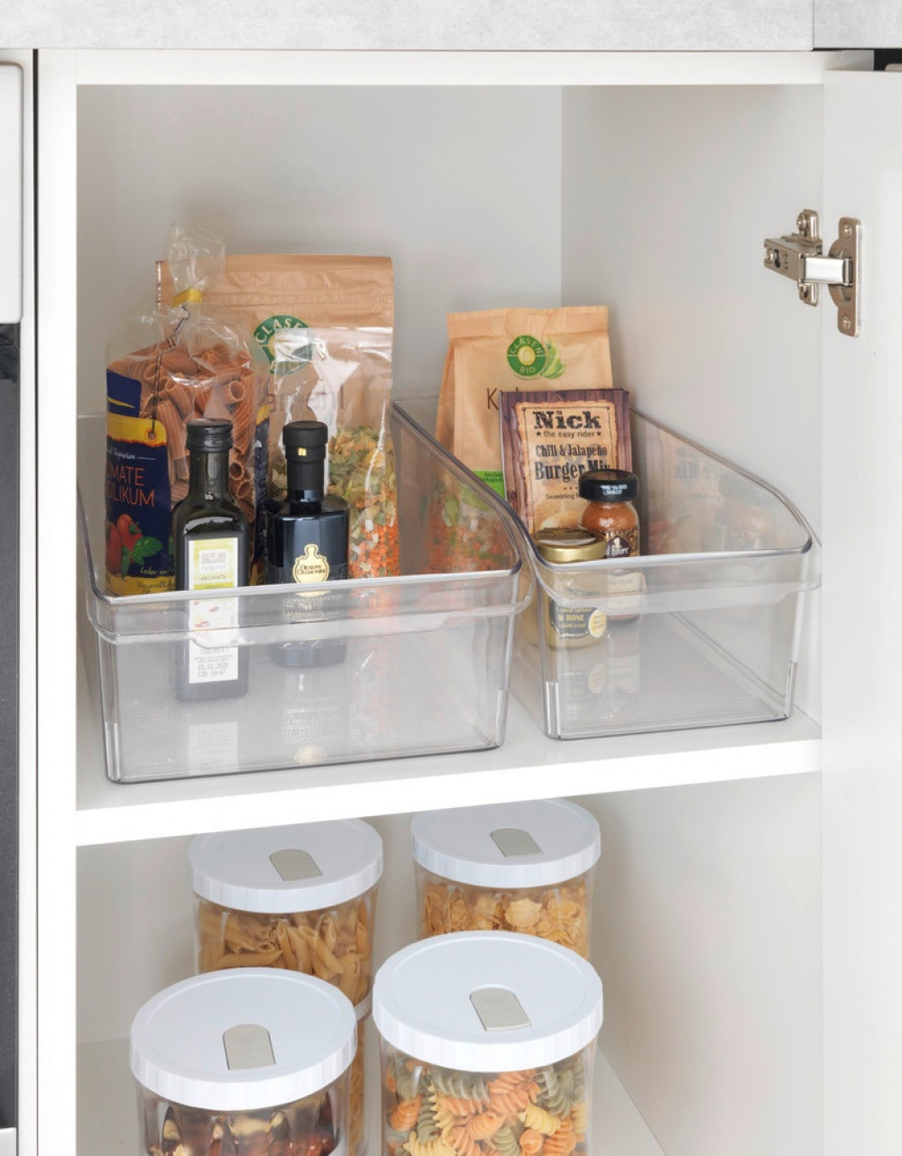 Storage box with handle, MEDIUM CABINET-ORGANIZER, 37 x 15 x H 11 cm, Clear in the group Storage / Kitchen storage at SmartaSaker.se (40813)