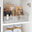 Storage box with handle, MEDIUM CABINET-ORGANIZER, 37 x 15 x H 11 cm, Clear