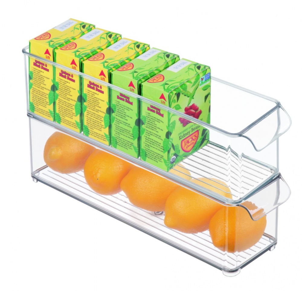 Storage box with handle, Slim and Deep, Stackable, PULLZ FRIDGE BINZ, 10 x 37 x H 10 cm, Transparent in the group Storage / Kitchen storage / Storage bins and jars at SmartaSaker.se (40820)