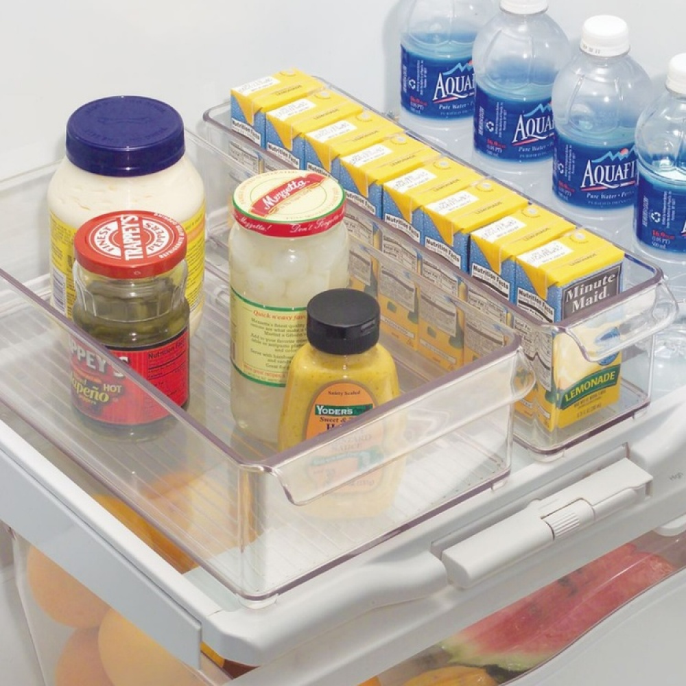 Storage box with handle, Slim and Deep, Stackable, PULLZ FRIDGE BINZ, 10 x 37 x H 10 cm, Transparent in the group Storage / Kitchen storage / Storage jars at SmartaSaker.se (40820)