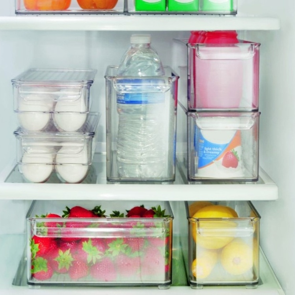 Storage box with handle, Slim and Deep, Stackable, PULLZ FRIDGE BINZ, 10 x 37 x H 10 cm, Transparent in the group Storage / Kitchen storage / Storage jars at SmartaSaker.se (40820)