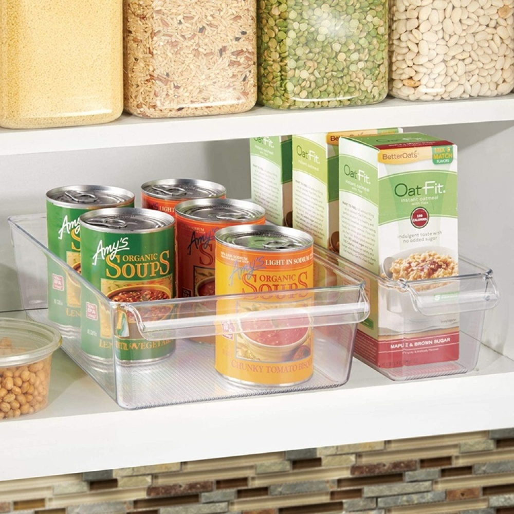 Storage box with handle, Slim, PULLZ SMALL ORGANISER, 29,2 x 10,2 x H 9 cm, Transparent in the group Storage / Kitchen storage / Fridge storage at SmartaSaker.se (40823)