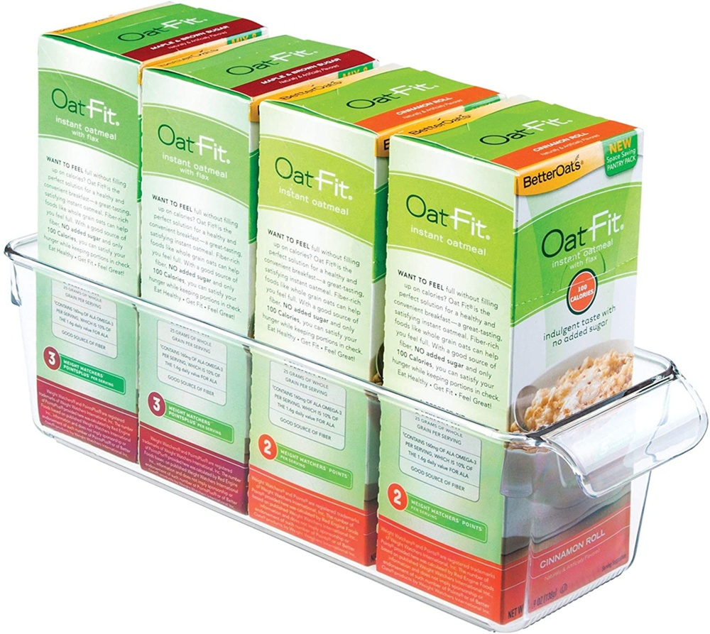 Storage box with handle, Slim, PULLZ SMALL ORGANISER, 29,2 x 10,2 x H 9 cm, Transparent in the group Storage / Kitchen storage / Fridge storage at SmartaSaker.se (40823)
