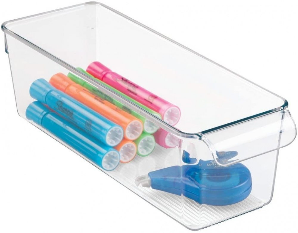 Storage box with handle, Slim, PULLZ SMALL ORGANISER, 29,2 x 10,2 x H 9 cm, Transparent in the group Storage / Kitchen storage / Fridge storage at SmartaSaker.se (40823)