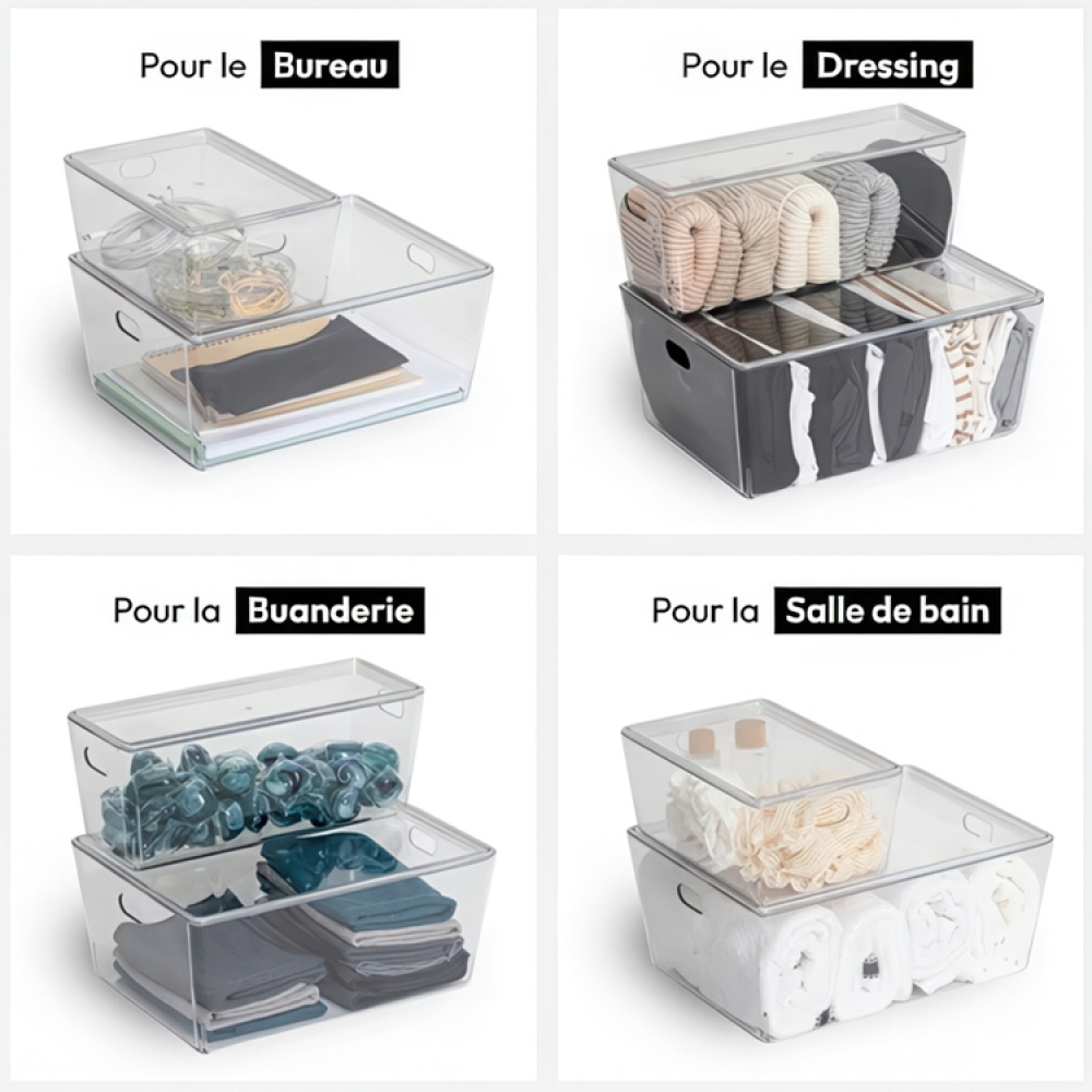 Storage Box with lid, Narrow, SELENA BOÎTE, 35 x 14 x H 13 cm, Clear in the group Storage / Storage boxes at SmartaSaker.se (40825)