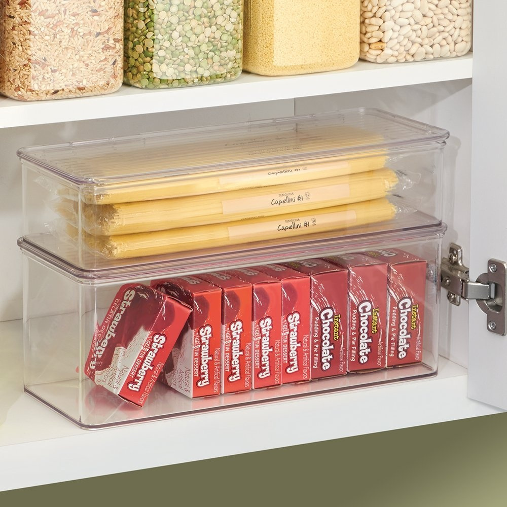 Stackable storage box with lid, ID KITCHEN BINZ, 34 x 15 x H 7,7 cm , Clear in the group Storage / Kitchen storage / Kitchen cabinet organizers at SmartaSaker.se (40826)