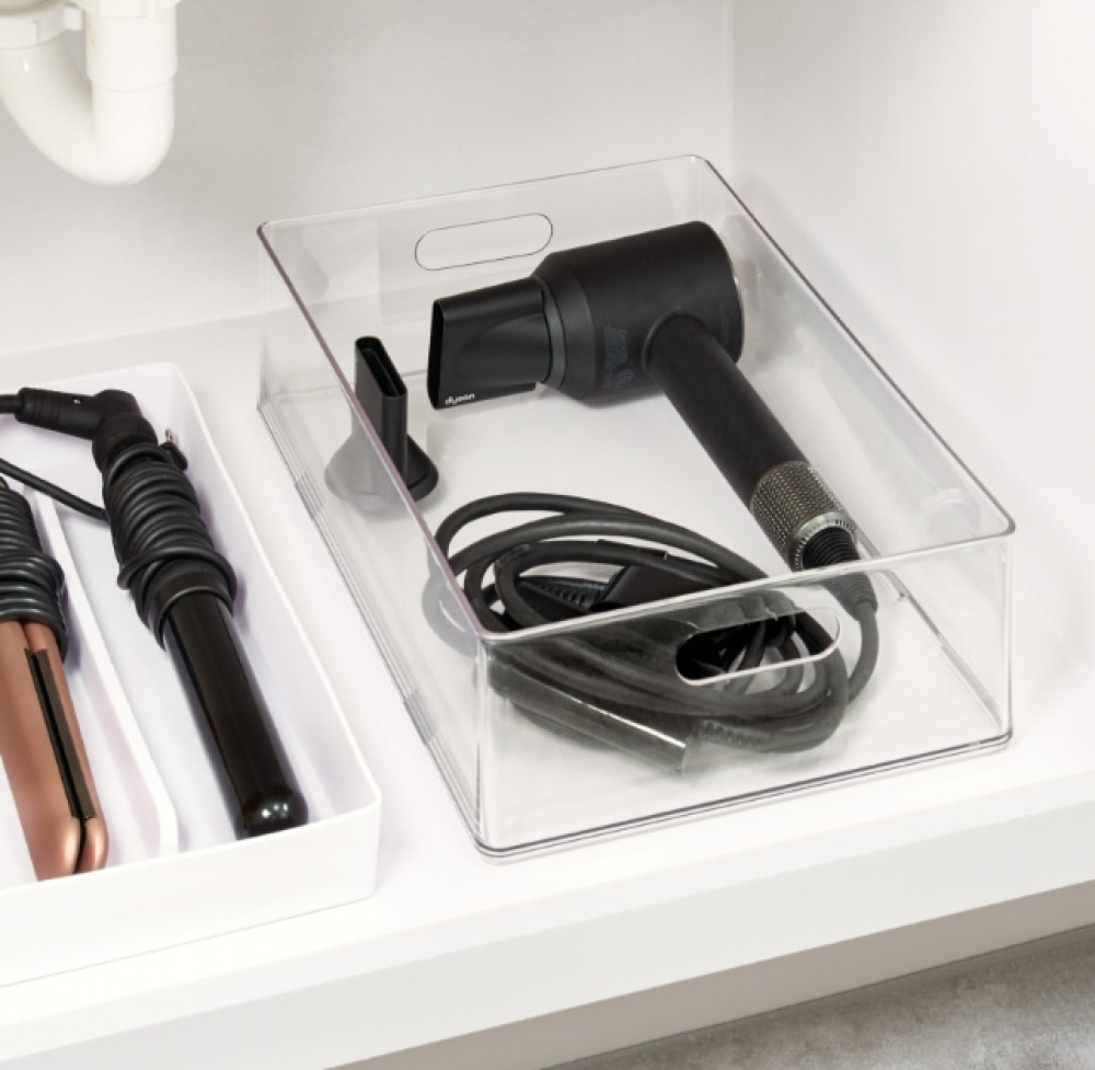 Storage Bin, THE HOME EDIT HAIR DRYER ORGANIZER, 28,4 x 25,4 x H10,8 cm, Clear in the group Storage / Storage boxes at SmartaSaker.se (40835)