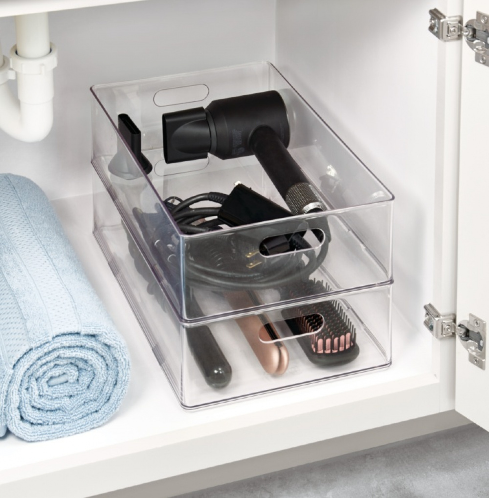 Storage Bin, THE HOME EDIT HAIR DRYER ORGANIZER, 28,4 x 25,4 x H10,8 cm, Clear in the group Storage / Storage boxes at SmartaSaker.se (40835)